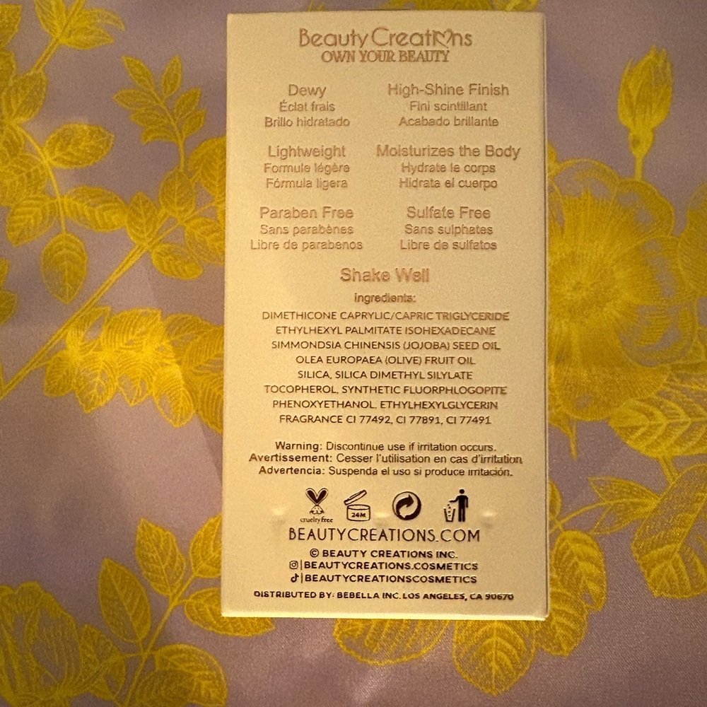 Beauty Creations Gold Body Glow Oil - Picture 2 of 2